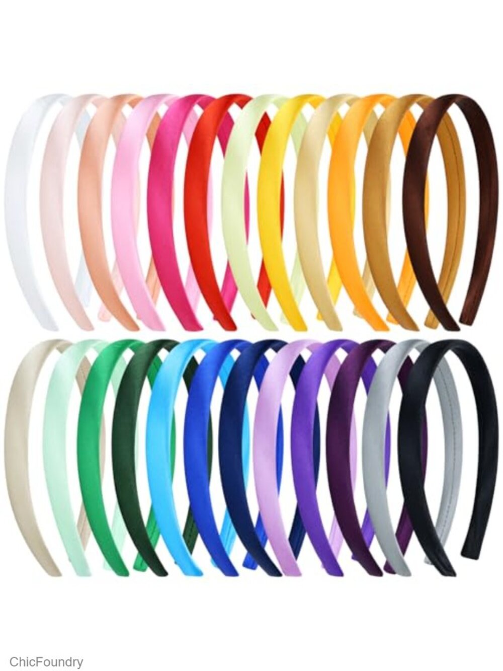 24 Pack Satin Wrapped Plastic Headbands DIY Craft Elastic Hair Accessories
